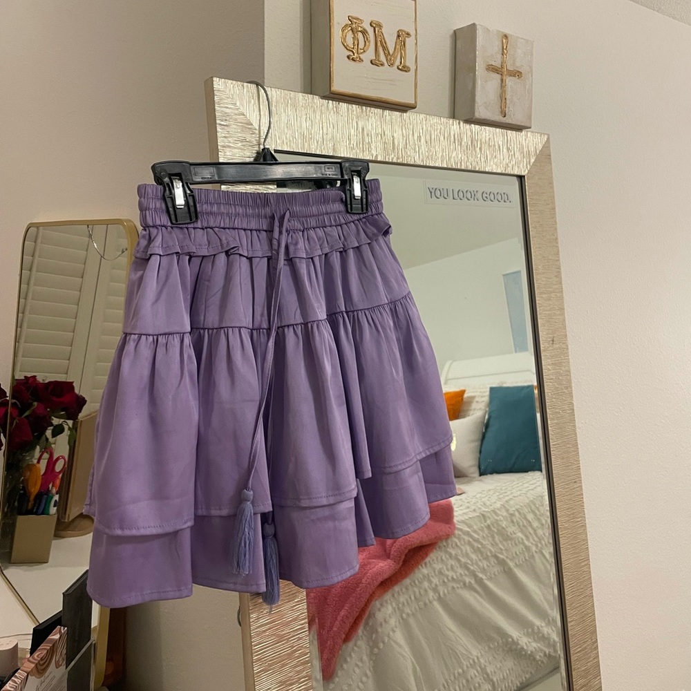 The Pants Store | Purple Mini Satin Skirt